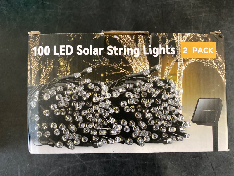 Photo 3 of 2 Pack Solar String Lights Outdoor, 200 LED Extra-Long 100FT Solar Powered Lights with 8 Lighting Modes, Waterproof Outdoor Lighting Decoration for Garden, Patio, Balcony, Xmas, Wedding, Party