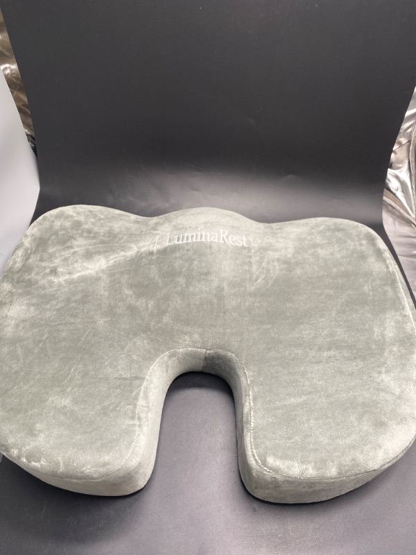 Photo 1 of CertiPUR-US® Certified Memory Foam Seat Cushion - Non-Slip Gel Coccyx Cushion for Tailbone & Back Pain Relief, Office Chair Cushion - Desk Chair Car Seat Cushion Driving (Gray)
