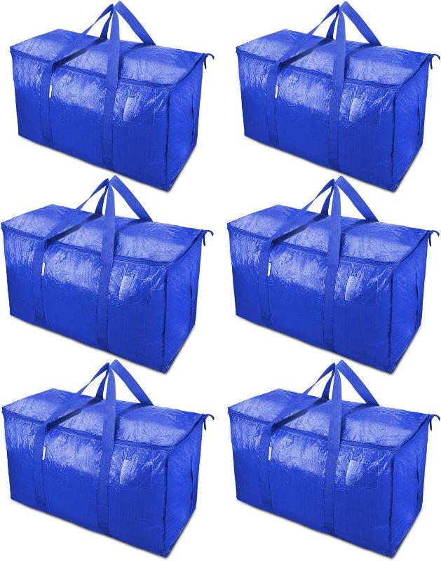 Photo 1 of 6 Pack Extra Large Moving Bags with Zippers & Carrying Handles, Heavy-Duty Storage Tote Moving Boxes for Space Saving