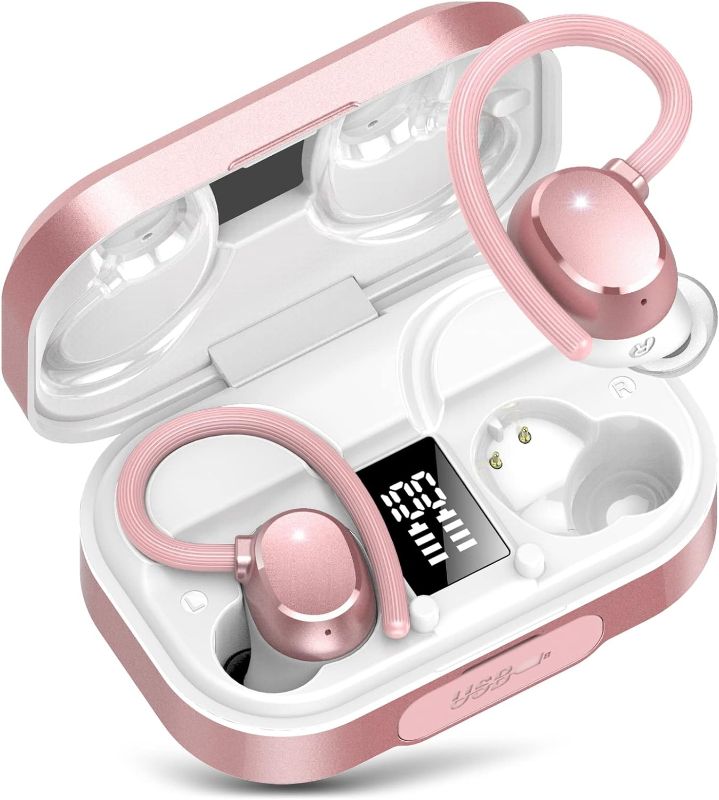 Photo 1 of KT1 Wireless Earbuds V5.3, 120H Playtime, Bluetooth Earbuds for Small Ear, IPX7 Waterproof Running Headphones, Deep Bass, Over Ear Sport Earbuds Wireless Bluetooth Earphones for Android iOS