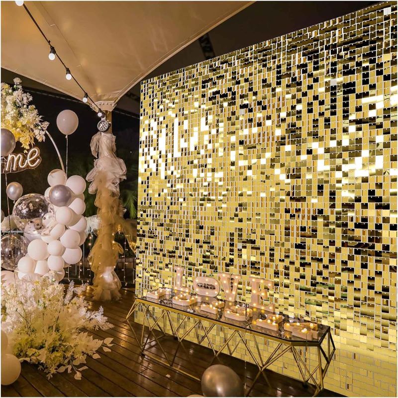 Photo 1 of Kate Square Light Gold Sequin Wall Panels Shimmer Wall Birthday Party Backdrop Decorations