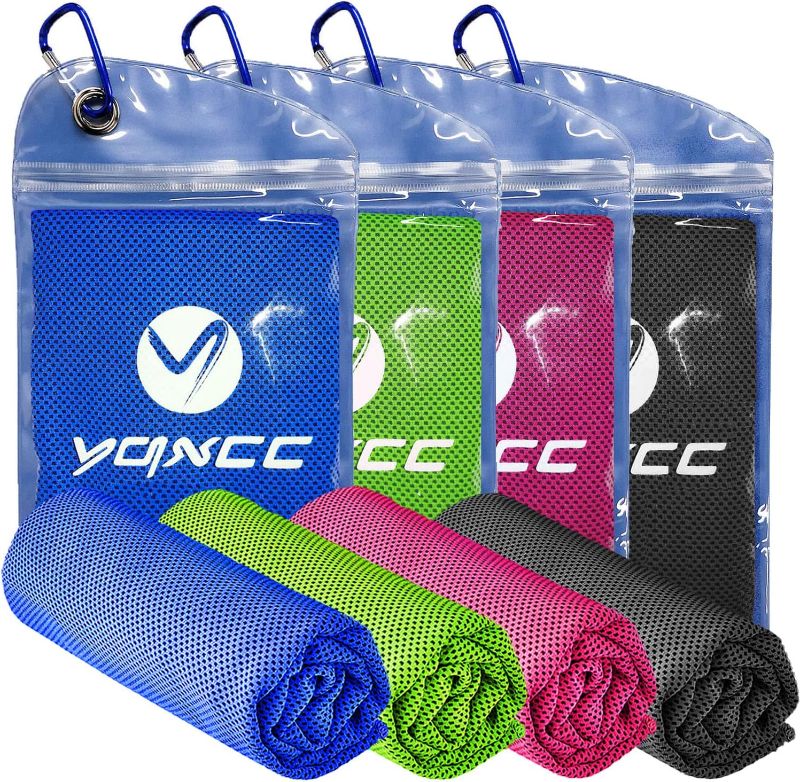 Photo 1 of YQXCC 4 Pack Cooling Towel (47"x12") Ice Towel for Neck, Microfiber Cool Towel, Soft Breathable Chilly Towel for Yoga, Sports, Golf, Gym, Camping, Running, Fitness, Workout & More Activities