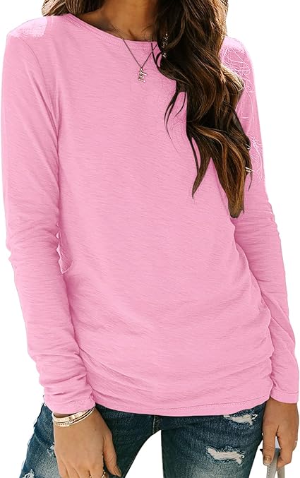 Photo 1 of Large Womens T Shirts Long Sleeve Crew Neck Shirts Basic Tee Tops Blouse