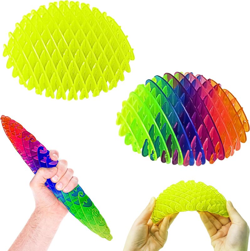 Photo 1 of Fidget Worm Toy, 3D Printing Elastic Worm Fidget Toys for Adults Kids, Squeeze Sensory Toys for Kids with Autism, Autism Sensory Product, Stress Relief Toy Adults (2 Packs Rainbow, Fluorescent Yellow)