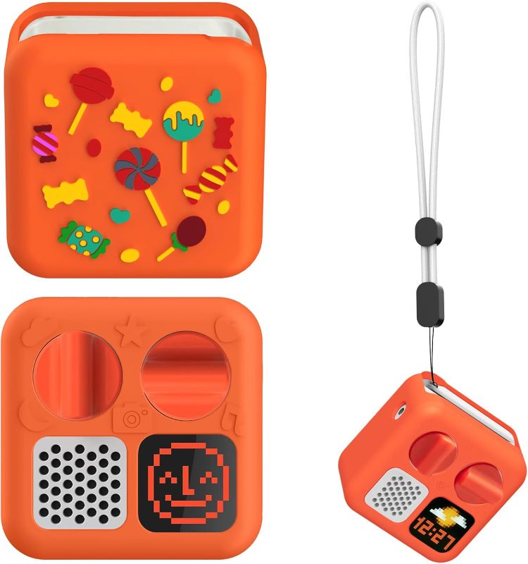 Photo 1 of Misc. Bundle - Anti-Slip Silicone Cover for YOTO Mini Audio Player Case, Cute Orange Candy Cartoon Design Shockproof Protective Sleeve Cover, for YOTO Mini Player Accessory for Kids with Lanyard (Orange)
&&
Bounce Pinky Ball (1 Bouncy Ball) Outdoor Games 