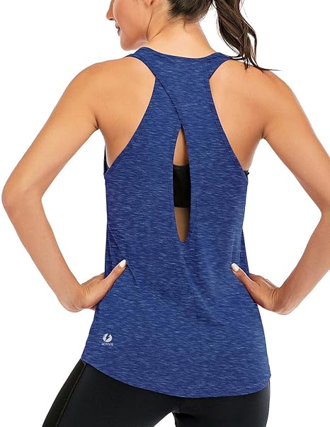 Photo 1 of XXLarge ICTIVE Womens Cross Backless Workout Tops for Women Racerback Tank Tops Open Back Running Tank Tops Muscle Tank Yoga Shirts