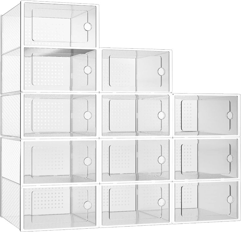 Photo 1 of Hourleey 12 Pack Shoe Storage Box, Clear Plastic Stackable Shoe Organizer for Closet, Space Saving Foldable Shoe Rack Sneaker Containers Holders with Lids
Visit the Hourleey Store