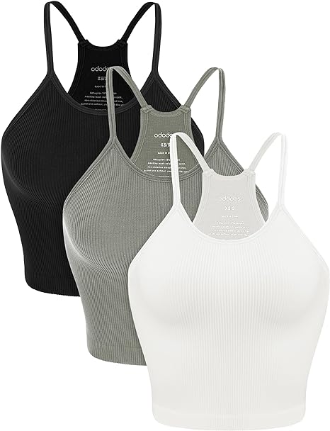 Photo 1 of Size M/L - (Does not come with the White tank top)ODODOS Women's Crop 2-Pack Washed Seamless Rib-Knit Camisole Crop Tank Tops