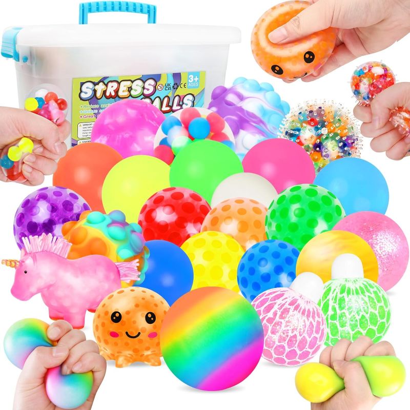 Photo 1 of 30Pack Stress Balls for Adults: Squishy Ball Fidget Toys, Squishy Toys, Squishy Squeeze Balls Bulk, Goodie Bag Stuffers , Sensory Toys for Autistic Autism ADHD,Party Favors