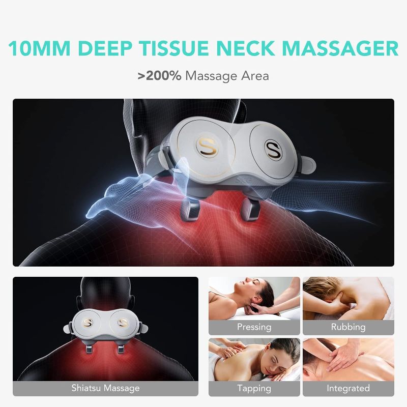 Photo 2 of SKG H7 Neck Massager for Pain Relief Deep Tissue, Shiatsu Neck and Shoulder Massager 4D Electric Kneading Massager with Heating Relax at Home Office Car, Gift for Men Women, Maye Musk's Choice
