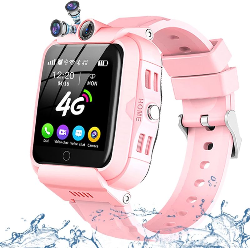 Photo 1 of Kids Smart Watch, 4G GPS Tracker Child Phone Smartwatch with WiFi, SMS, Call,Voice & Video Chat,Bluetooth,Alarm,Pedometer, Wrist Watch Suitable for 4-16 Boys Girls Birthday Gifts.