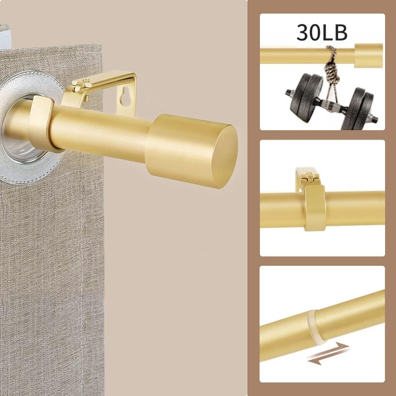 Photo 1 of Gold Curtain Rod for Windows 36-120 inches, 1 Inch Diameter Drapery Rods with 2PCS Curtain Holdbacks, Outdoor Adjustable Heavy Duty Curtain Rod for Windows 66 to 120"