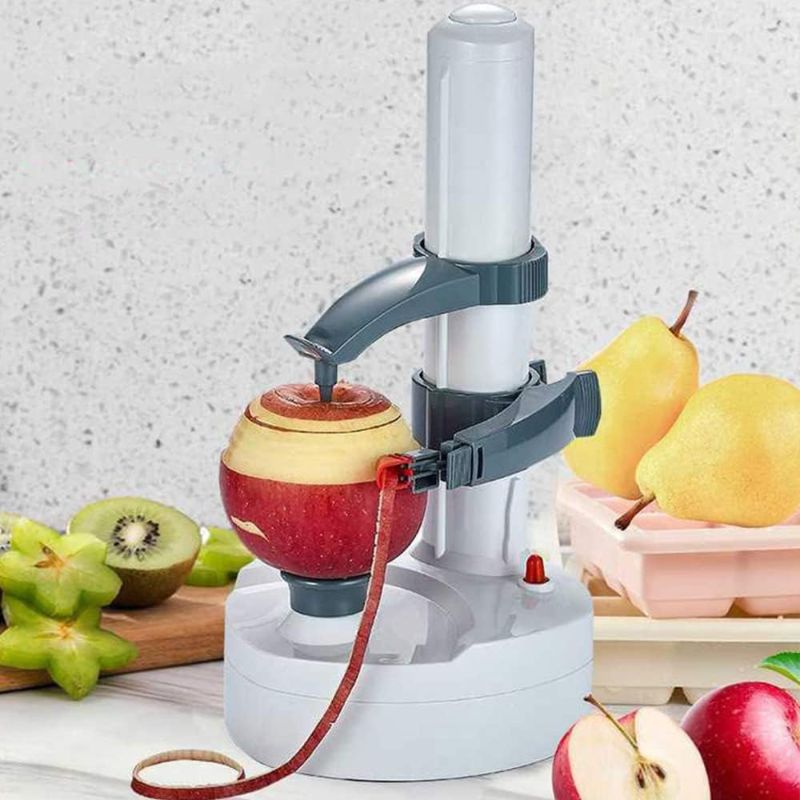 Photo 1 of Electric Rotato Peeler? Multifunctional Electric Automatic Peeler Stainless Steel Fruit and Vegetable Peeler Machine for Apple and PotatoStainless Steel Kitchen Peeling Tool (White) With two blades