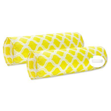 Photo 1 of FBTS Prime 20x6 Inch Round Yellow Geometric Bolster Pillows with Inserts 2 per Pack