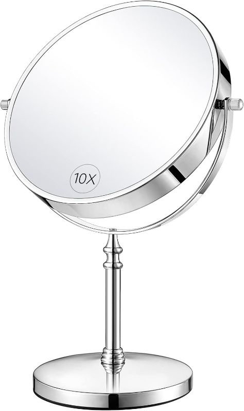 Photo 1 of KEDSUM 1X/10X Magnifying Makeup Mirror, 8 Inch Large Table Mirror with Stand, Personal Makeup Mirror with Magnification, Double Sided Vanity Mirror with 360° Rotation, Detachable Base