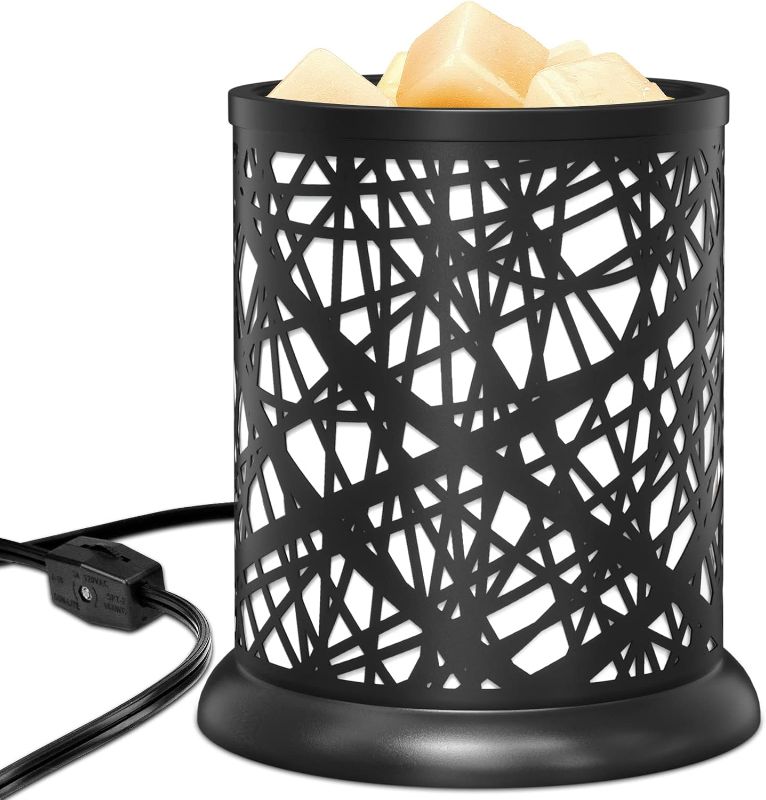 Photo 1 of PEATOP Wax Melt Warmer,Metal Wax Melt Warmer for Scented Wax,Electric Wax Melt Warmer, Wax Burner with 2 Edison Bulbs,Safe Clean Heat Source for Home Fragrance Accessories - Lines Black
