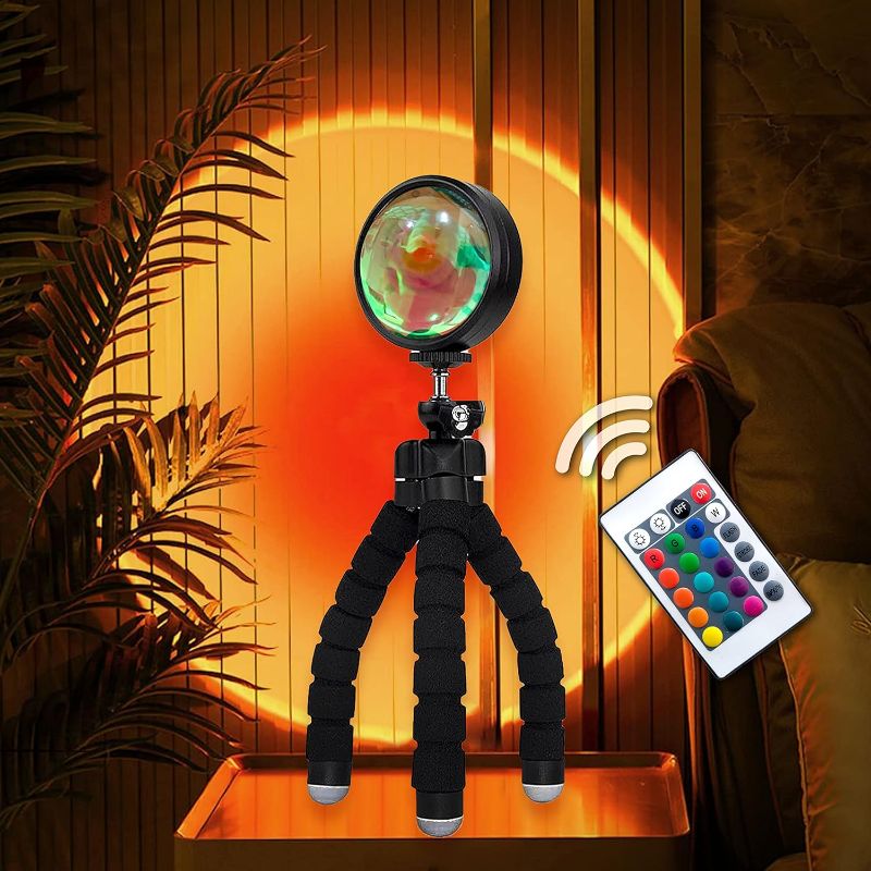 Photo 1 of Sunset Lamp Projector – 16 Colors Rainbow Lamp with Remote – Sunset Light Projector – Sunset Lamp – Color Changing lamp Bedroom – Sunset Lamp Projector with Tripod - Sunset Projection Lamp