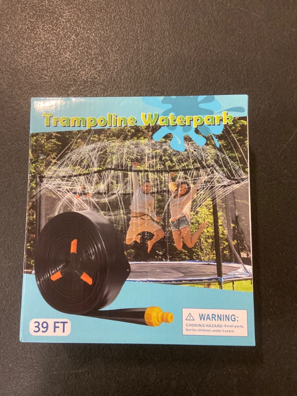 Photo 1 of Bobor Trampoline Sprinkler for Kids, Outdoor Backyard Water Park Fun Summer Outdoor Water Sprinkler Toys for Boys Girls (Black, 39ft)