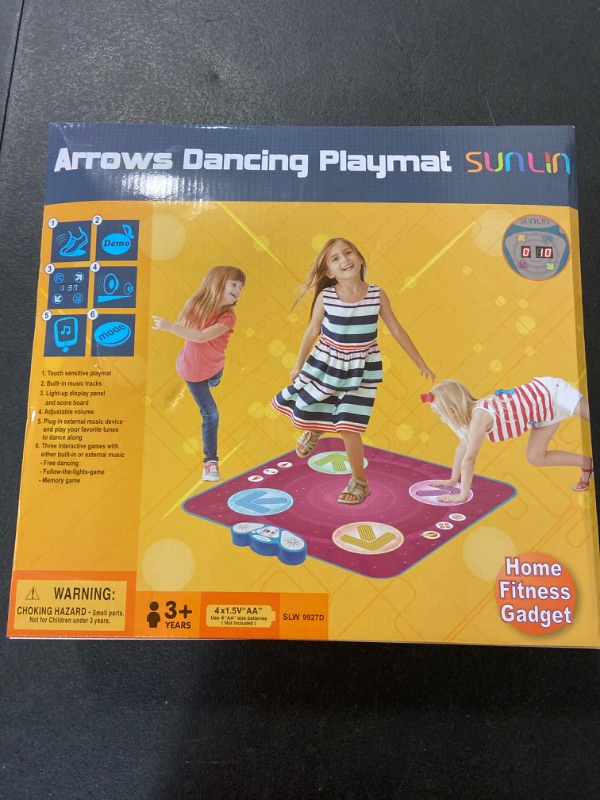 Photo 2 of SUNLIN Dance Mat - Dance Mixer Rhythm Step Play Mat - Dance Game Toy Gift for Kids Girls Boys - Dance Pad with LED Lights, Adjustable Volume, Built-in Music, 3 Challenge Levels (3-12 Years Old)