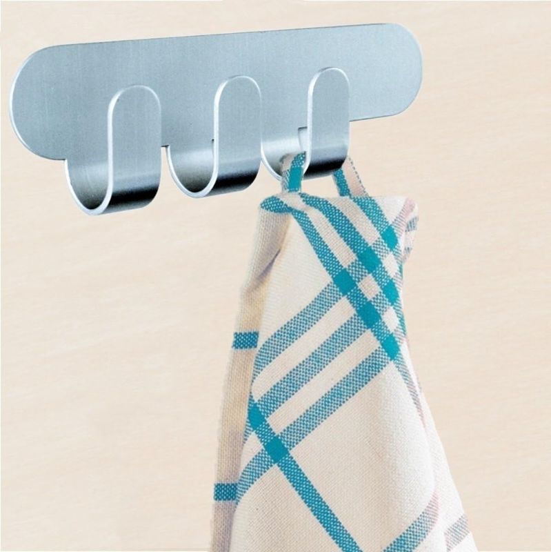 Photo 1 of 2X Adhesive Hooks, Heavy Duty Aluminum Wall Hooks Clothes Hangers for Home Kitchen Bathroom Coats Hats Keys Bags