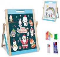 Photo 1 of Arkmiido Kids Tabletop Easel Wooden Portable Art Easel for Toddlers Magnetic Chalkboard &amp; Whiteboard Multiple-Use Easel Double Sided with Chalk, Markers, Eraser for Children Age 3