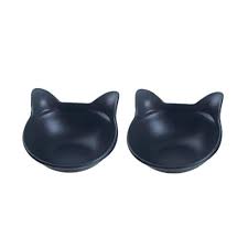 Photo 1 of ViviPet Ceramic Kitty Cat Bowls Set Black
