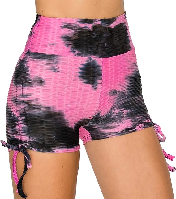 Photo 1 of Size L - Women's Honeycomb Compression Shorts - High Waist Slimming Butt Lift Textured Workout Shorts