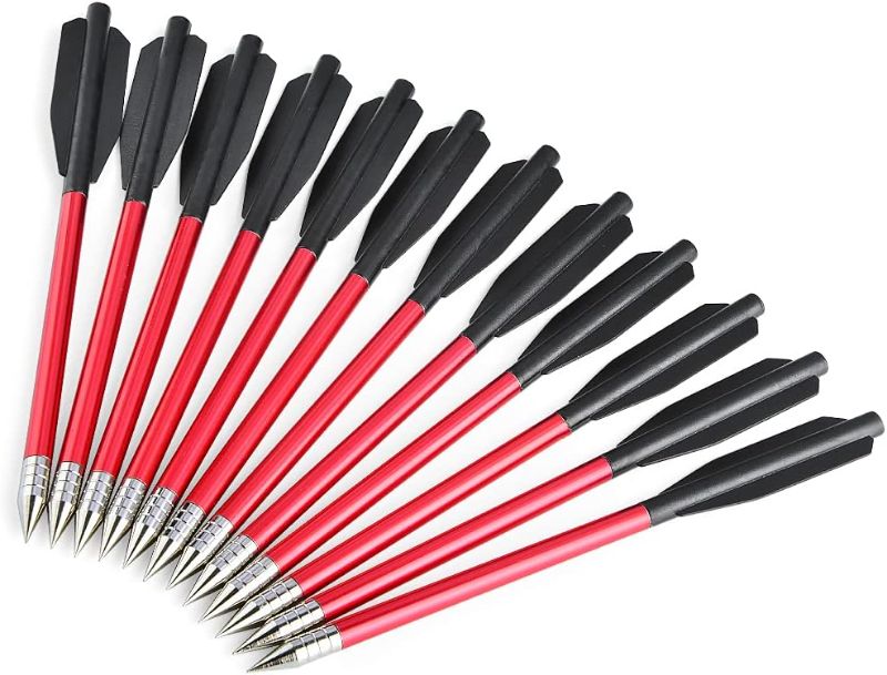 Photo 1 of 12Pack Outdoor Shooting Hunting Aluminium Crossbow Bolts Arrows 6.2" Steel Tips Hunting Arrows for 50-80lbs Pistol Crossbow Fishing Hunting Target Practice