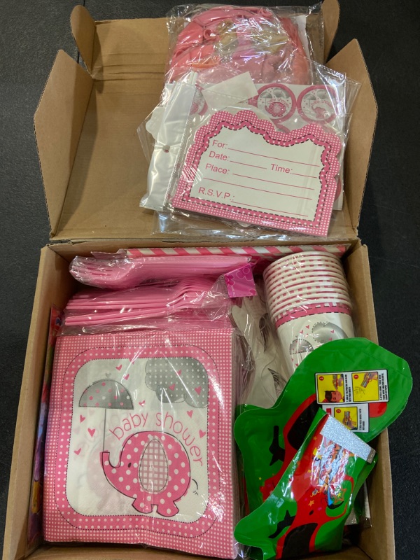 Photo 1 of VEWIOR Pink Elephant Party Tableware Set for Girls