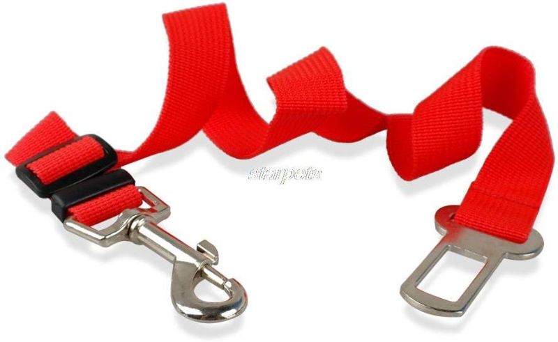 Photo 1 of Red Adjustable Dog Seat Belt Pet Dogs Nylon Vehicle Leash Safety Seatbelt Restraint Travel Harness Lead Pet Supplies S