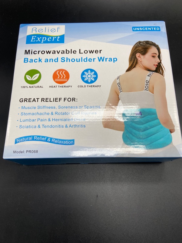 Photo 2 of Relief Expert Microwavable Heating Pad for Back Pain Relief, Menstrual Cramps Heating Pad Microwavable with Moist Heat for Back, Neck and Shoulder, Stomach, Unscented