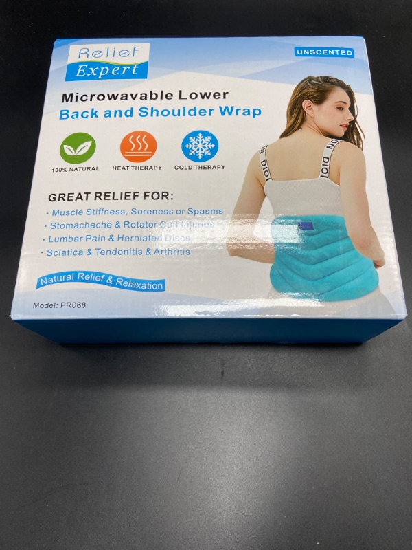 Photo 2 of Relief Expert Microwavable Heating Pad for Back Pain Relief, Menstrual Cramps Heating Pad Microwavable with Moist Heat for Back, Neck and Shoulder, Stomach, Unscented