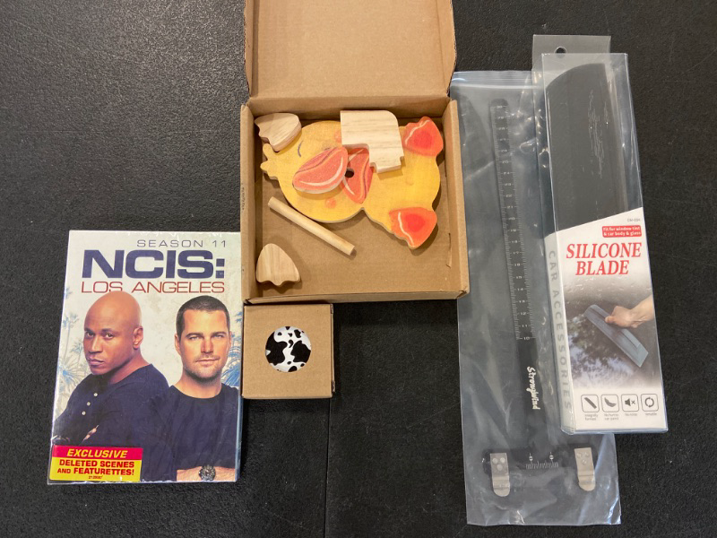 Photo 1 of 5 Piece Lot - DVD, Silicone Blade, Car Cup Protectors, Kids Toy, and Straight Edge Tool