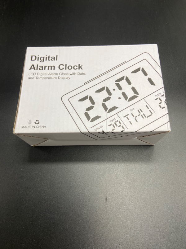 Photo 2 of Digital Alarm Clock, with 5.5" Large LED Time Display, Adjustable Alarm Volume, 6 Level Brightness, Alarm Settings, USB Charger, Temperature Detect, Snooze, Clocks for Bedroom, Bedside, Desk, Black