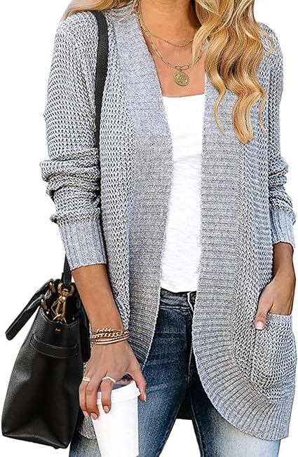Photo 1 of Size M - MEROKEETY Womens Long Sleeve Open Front Cardigans Chunky Knit Draped Sweaters Outwear
