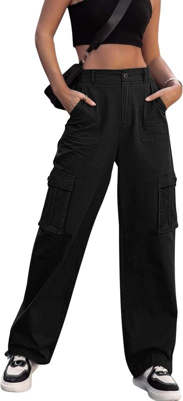 Photo 1 of Size M - ZMPSIISA Women High Waisted Cargo Pants Wide Leg Casual Pants 6 Pockets Combat Military Trousers