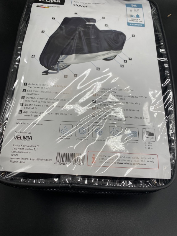 Photo 2 of VELMIA Motorcycle Cover Extremely Heat Resistant up to 550 F I High Standard Motorcycle Cover Waterproof Outdoor for All Seasons, Motorcycle Storage,