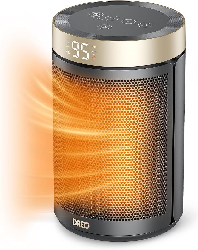Photo 1 of Dreo Space Heater, Portable Electric Heaters for Indoor Use with Thermostat, Digital Display, 1-12H Timer, Eco Mode and Fan Mode, 1500W PTC Ceramic Fast Safety Heat for Office Bedroom Home