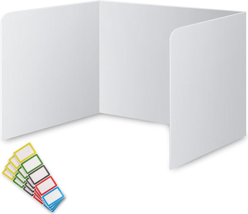 Photo 1 of 22 Pack Classroom Privacy Shields for Student Desks - Easy to Clean Plastic Sneeze Guard Folder Desk Divider Study Carrel - Classroom Materials for School Teachers - Includes Extra Labels