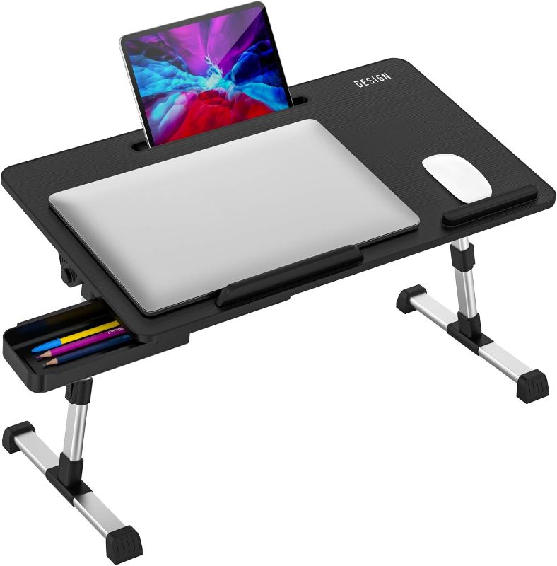 Photo 1 of Besign LT06 Pro Adjustable Laptop Table [Large Size], Portable Standing Bed Desk, Foldable Sofa Breakfast Tray, Notebook Computer Stand for Reading and Writing, Black