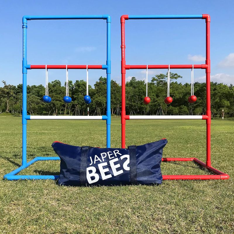 Photo 1 of Ladder Ball Indoor Ladder Toss Outdoor Game PRO Series, Family, Yard, Beach and Lawn Games with 6 Soft Rubber Bolos, Heavy Duty Bars and Travel Bag