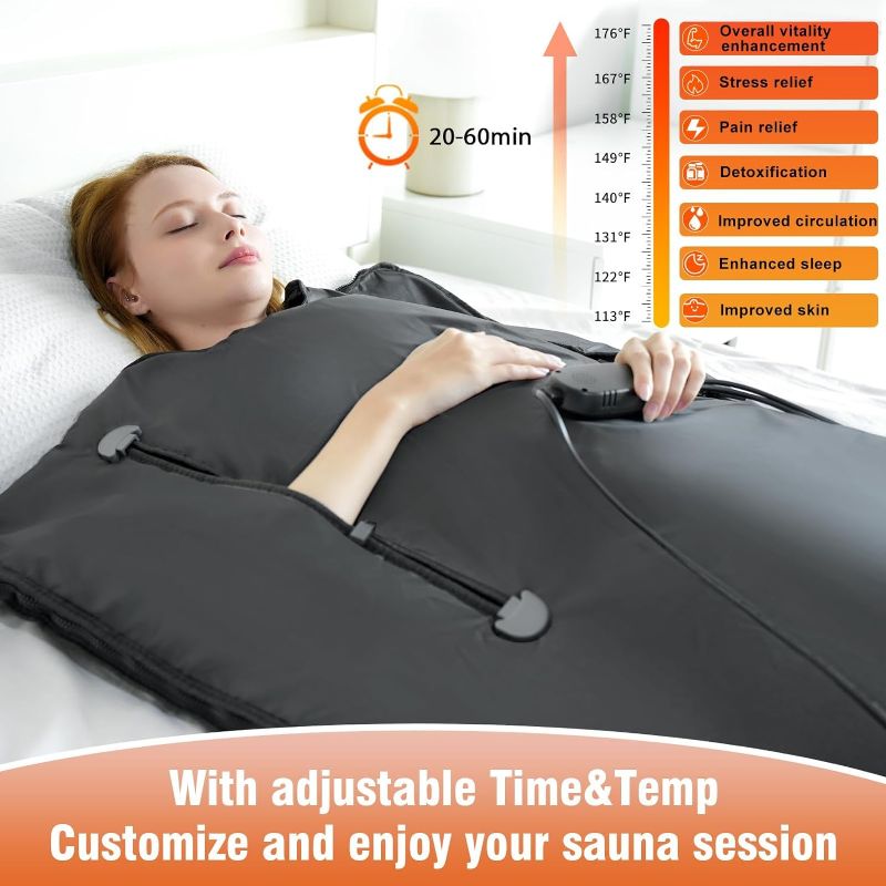 Photo 1 of Sauna Blanket Infrared Sauna Blanket for Detoxification with 5 Layer Thickened Construction, 113-176? & 20-60 Minutes Timer, 6 ft x 2.65 ft
