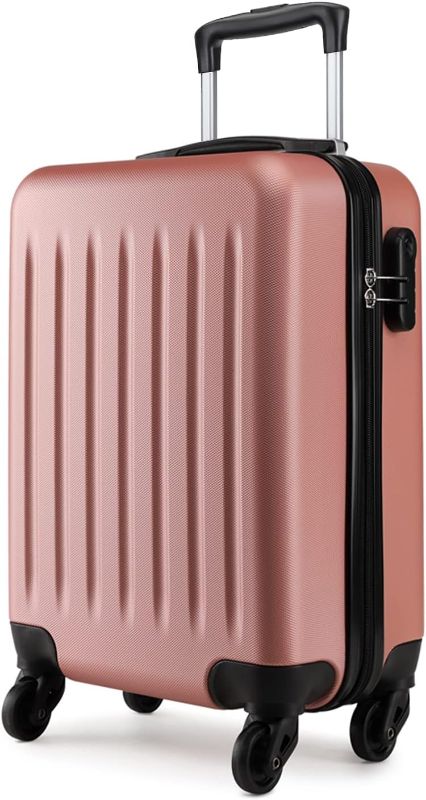 Photo 1 of Kono Carry on Suitcase 19 Inch Hardside Carry on Luggage Small Suitcase with Spinner Wheels Lightweight Rolling Cabin Suitcase for Airplanes Travel(Rose Gold)