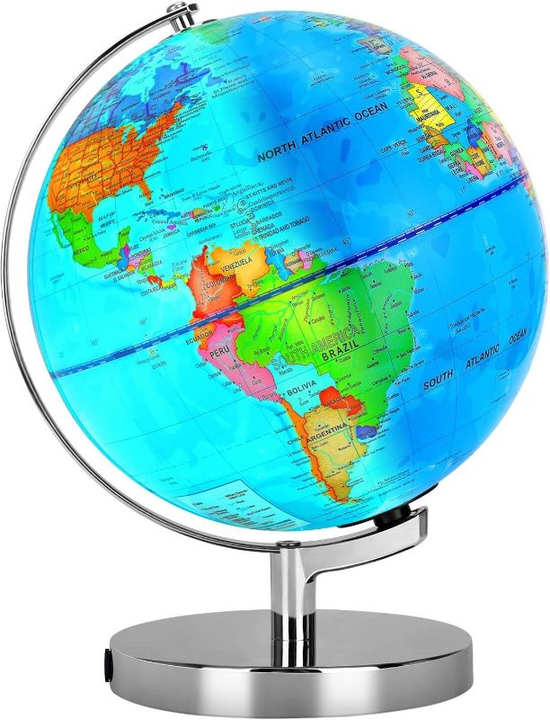 Photo 1 of 6 in1 Illuminated World Globe for Kids & Adults All Ages High Clear Map, Illuminates Educational Interactive Globe STEM Toy, Light Up Kids Globe Lamp,Earth Globe Gifts For Boys And Girls