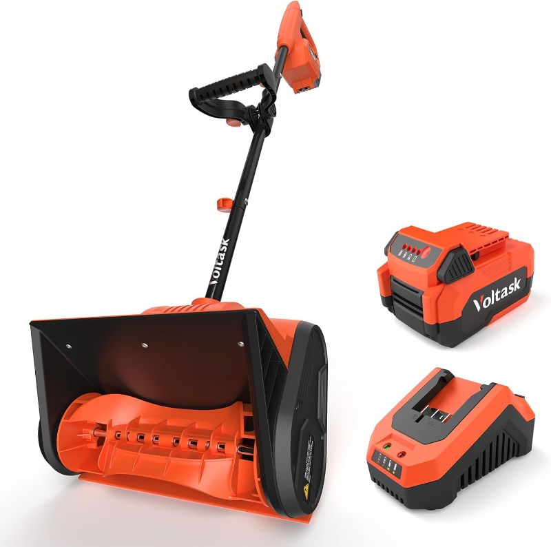 Photo 1 of VOLTASK Cordless Snow Shovel, 20V | 12-Inch | 4-Ah Cordless Snow Blower, Battery Snow Blower with Battery Compartment Cover & Adjustable Front Handle (4-Ah Battery & Quick Charger Included), SS-20D