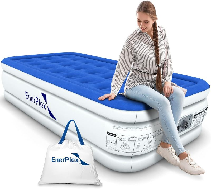 Photo 1 of EnerPlex Air Mattress with Built-in Pump - Double Height Inflatable Mattress for Camping, Home & Portable Travel - Durable Blow Up Bed with Dual Pump - Easy to Inflate/Quick Set UP
