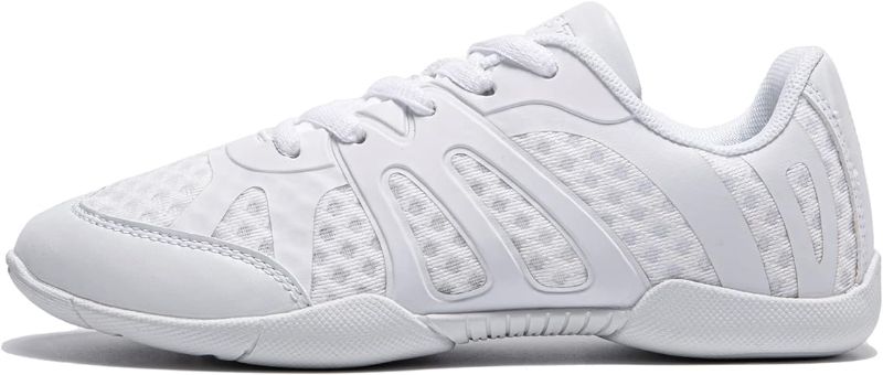 Photo 1 of Size 8.5 White Cheerleading Shoes Girls Youth White Competition Cheerleading Gear Dance Shoe Sports Tennis Training Athletic Flats Breathable Soft Comfortable