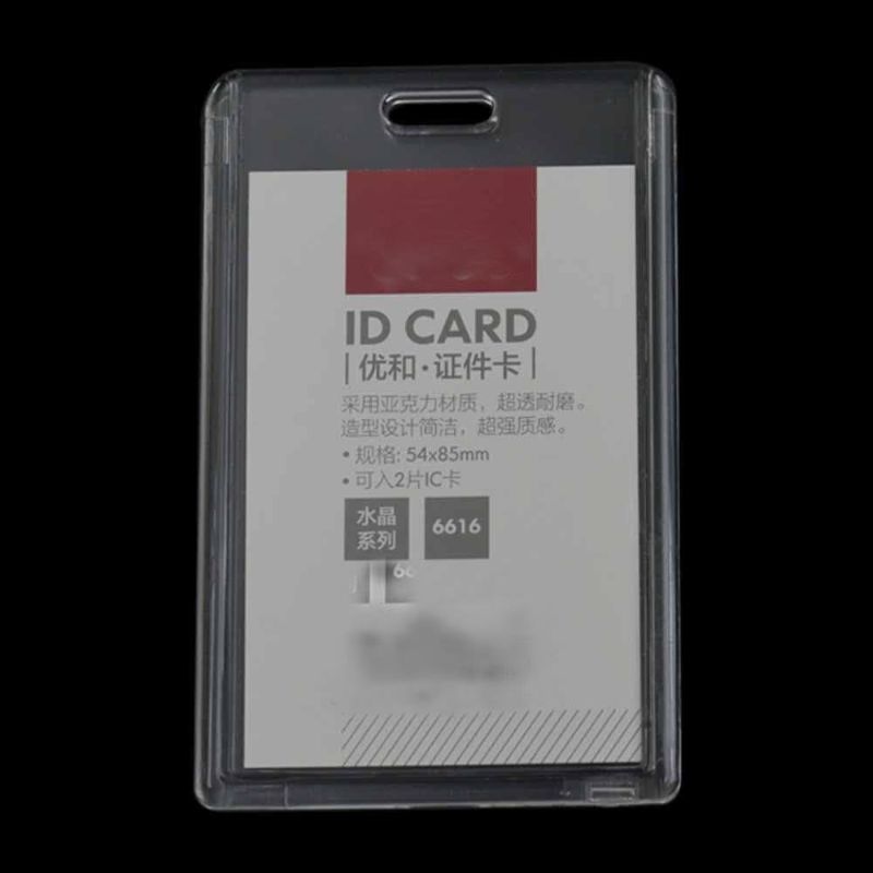 Photo 1 of 6 Pcs Hard ID Card Holder Badge For Reel Retractable Strap Lanyard Clear Acrylic Vertical