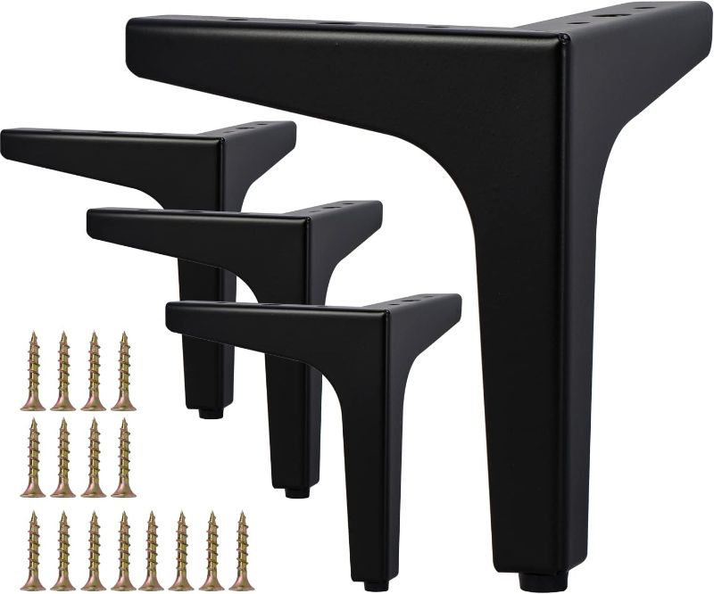 Photo 1 of 4 inch Metal Furniture Legs, La Vane Set of 4 Modern Iron Diamond Triangle Furniture Feet DIY Replacement Black for Cabinet Cupboard Sofa Couch Chair Ottoman