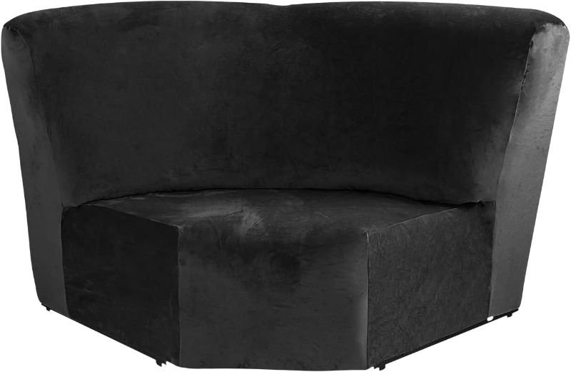 Photo 1 of  Corner Sofa Cover 1 Piece Velvet Stretch Corner Couch Cover for Sectional Recliner Sofa Slipcover Reclining L Shape Sofa Couch Additional Seat (Black)